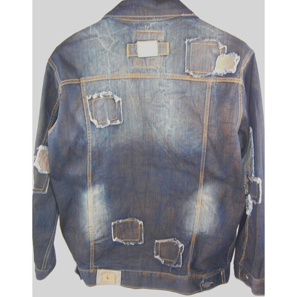 Vintage Classic Blue Denim Jean Jacket Distressed Size X Large Trucker NWT - Picture 2 of 8